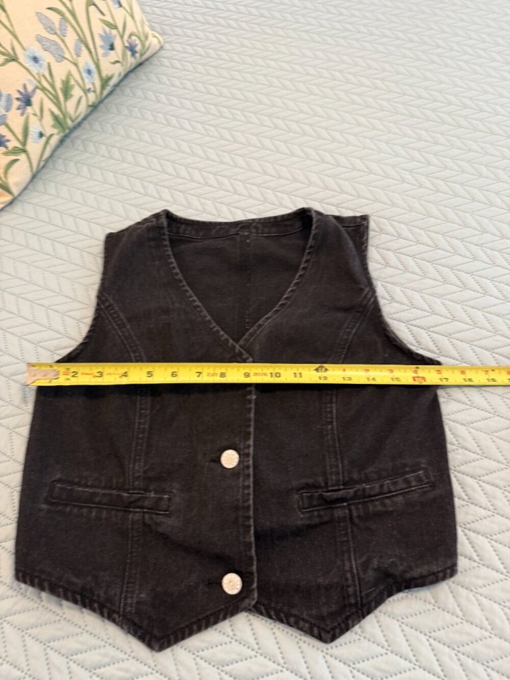 Lmily Bela Women's Black Denim Button Down Vest Size S - Picture 7 of 7